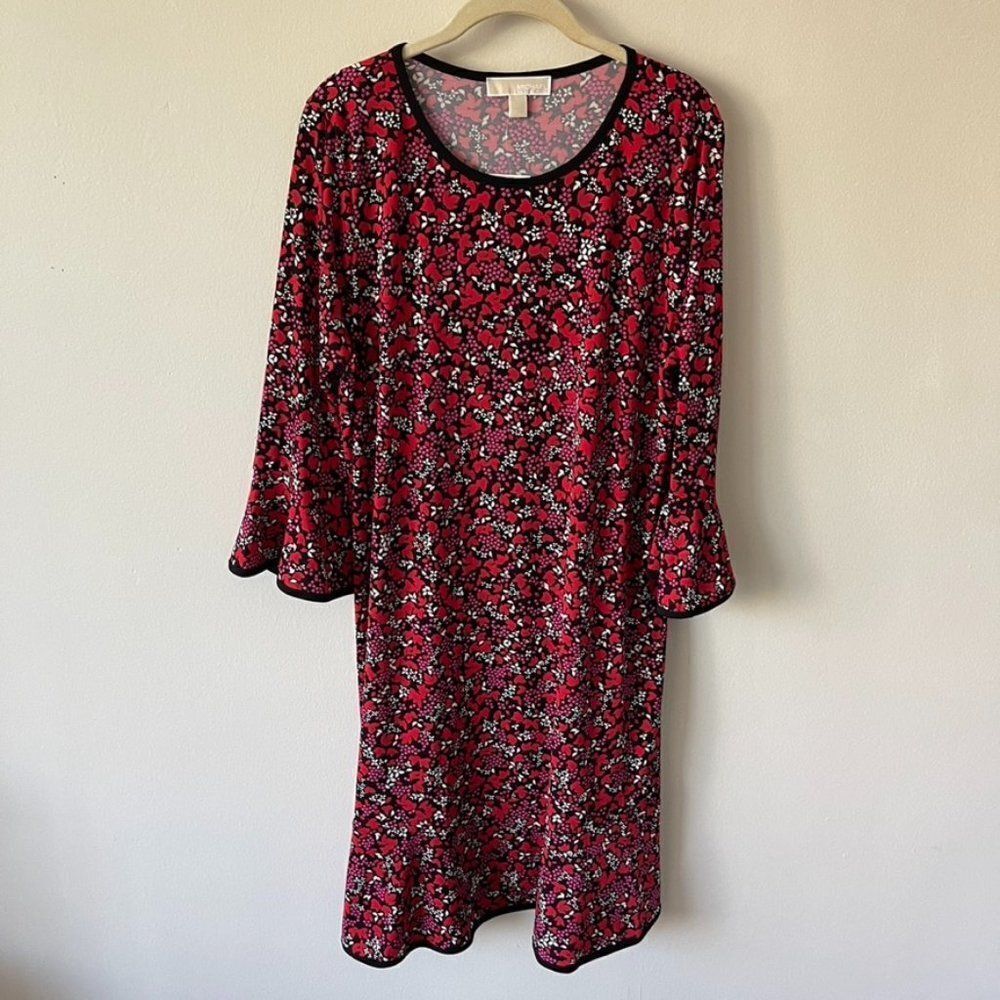 Michael Kors Woodland Floral Printed Bell Sleeve Dress Size 1X - Picture 2 of 7